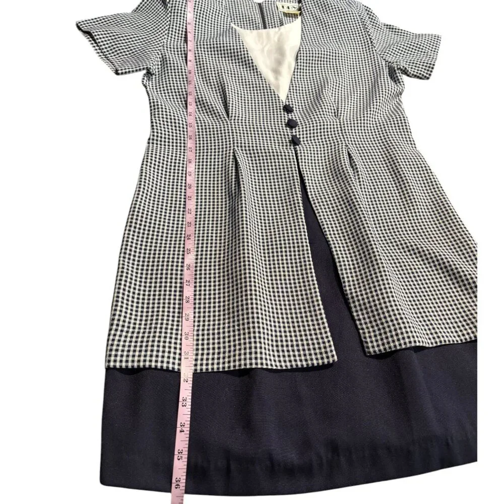 DBY‎ vintage 90s Y2K blue white plaid tie back faux jacket dress Women's sz 11